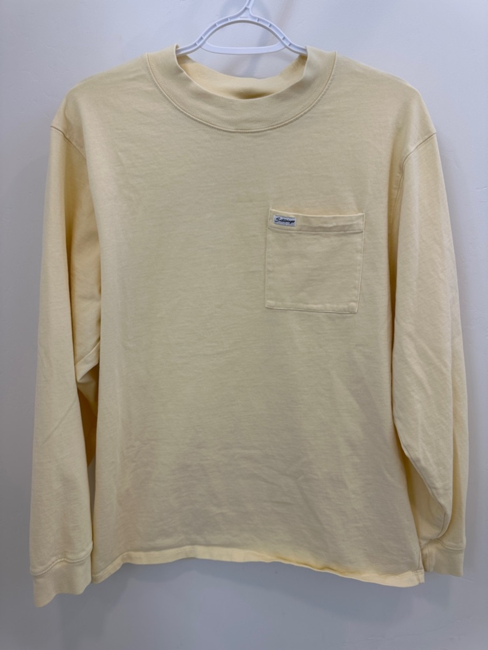 Saturdays New York City Cream‑Yellow Long Sleeve Pocket Tee